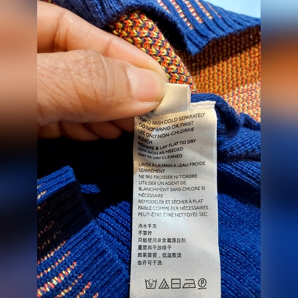 Urban Outfitters Shauna Jacquard BDG Cherry Mock Neck Crop Top Sweater Blue L - Picture 8 of 11